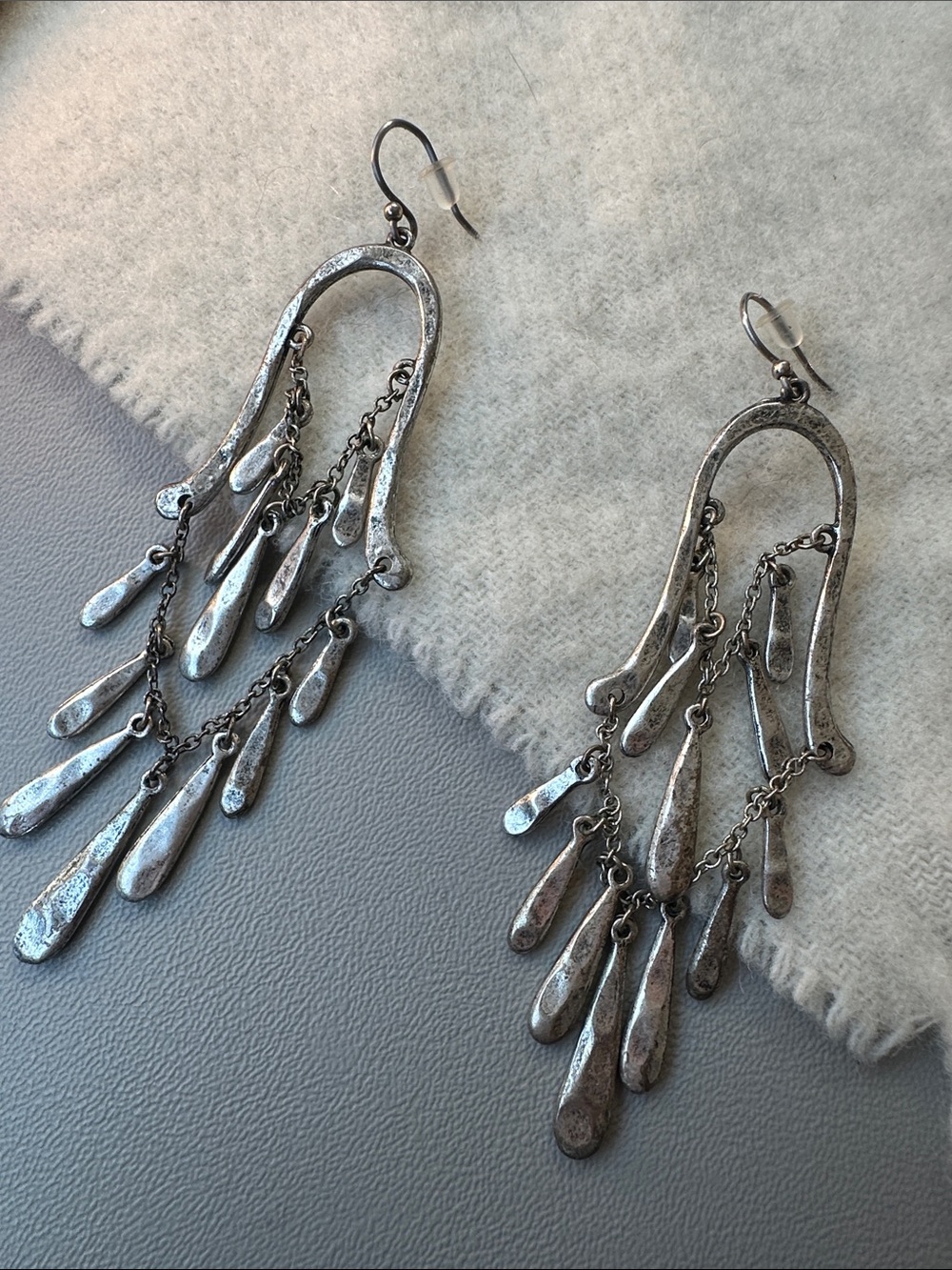 Handcrafted Silver-Tone Dangle Chandelier Earrings